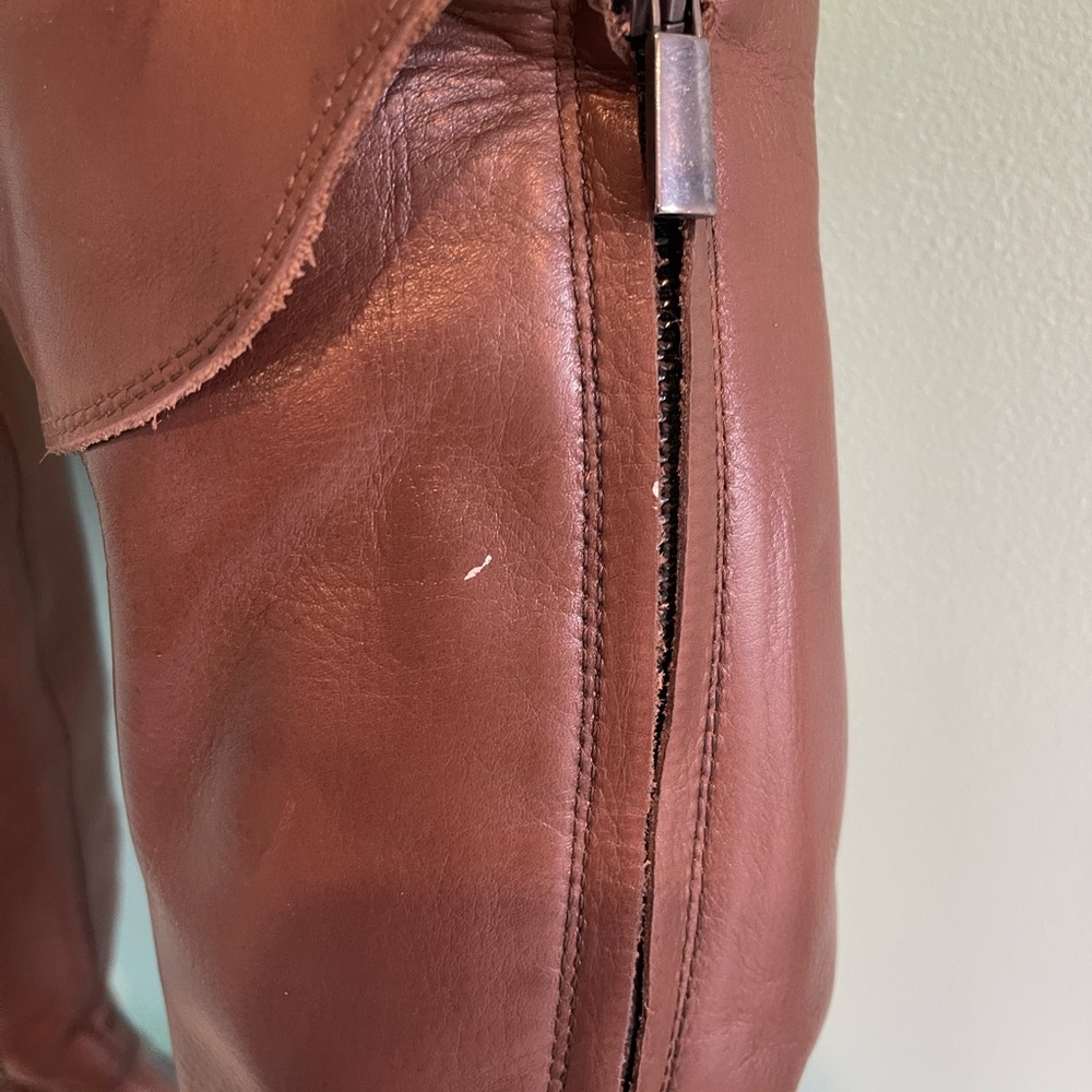 Women's Over-the-Knee Brown Leather Boots - Classic Tall Riding Style - Picture 4 of 8